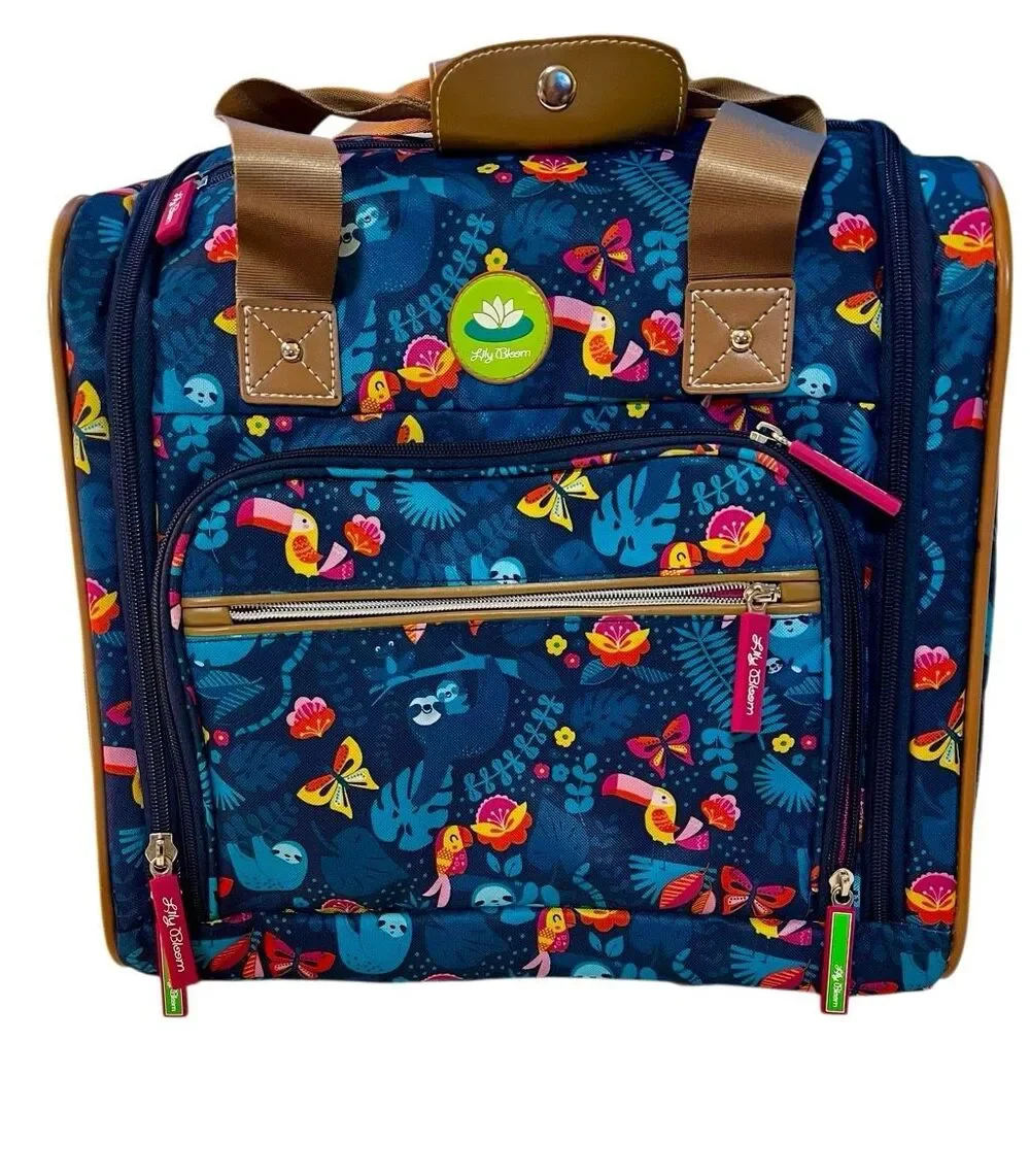 Lily Bloom Designer 15 Inch Carry On Rolling Travel Luggage Suitcase Sloth to Me